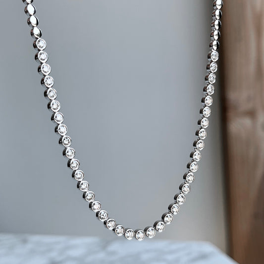 14K White Gold Bezel Diamond Riviera