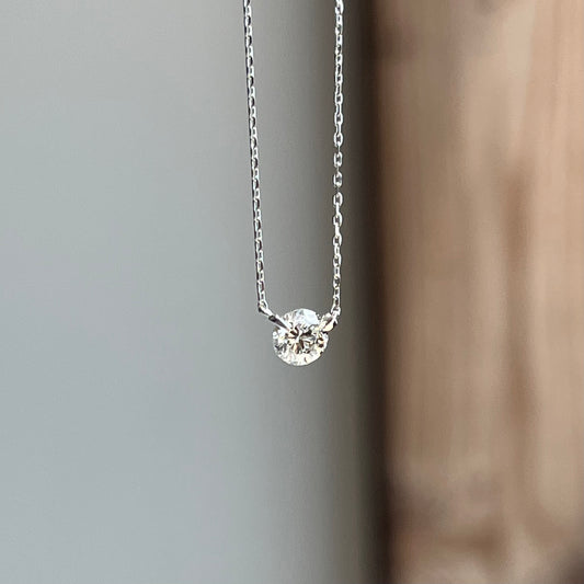 18K gold Diamond 2-Prong Solitaire Necklace