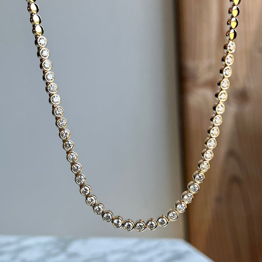 14K Yellow Gold Bezel Diamond Riviera