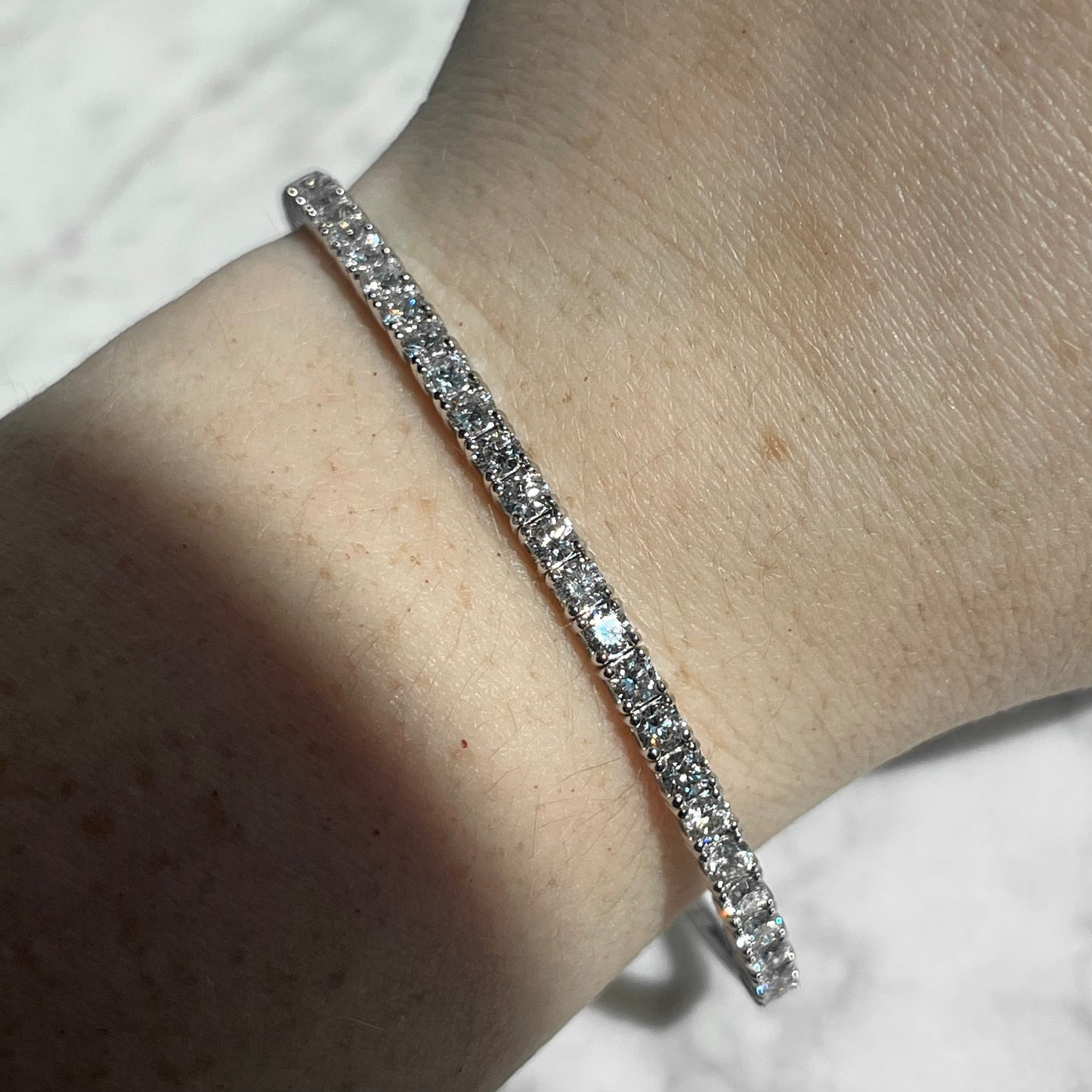 14K White Gold 3.00CTW Flexiable Diamond Bangle Bracelet