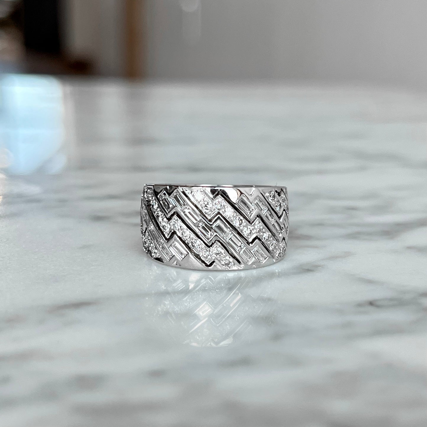 18K Baguette and Round Diamond Anniversary Band 1.30CTW