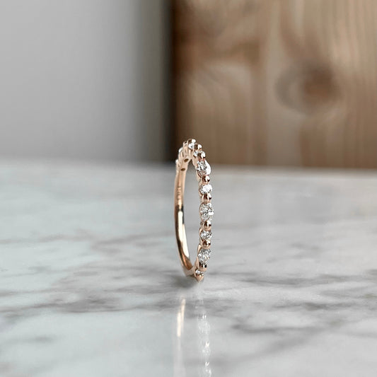 14K Gold Marquise and Diamond Stackable Wedding Band