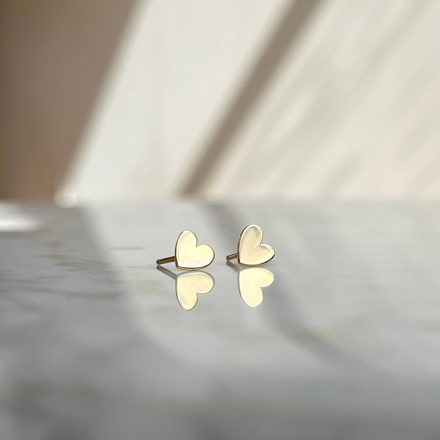 14K Asymmetrical Heart Stud Earrings