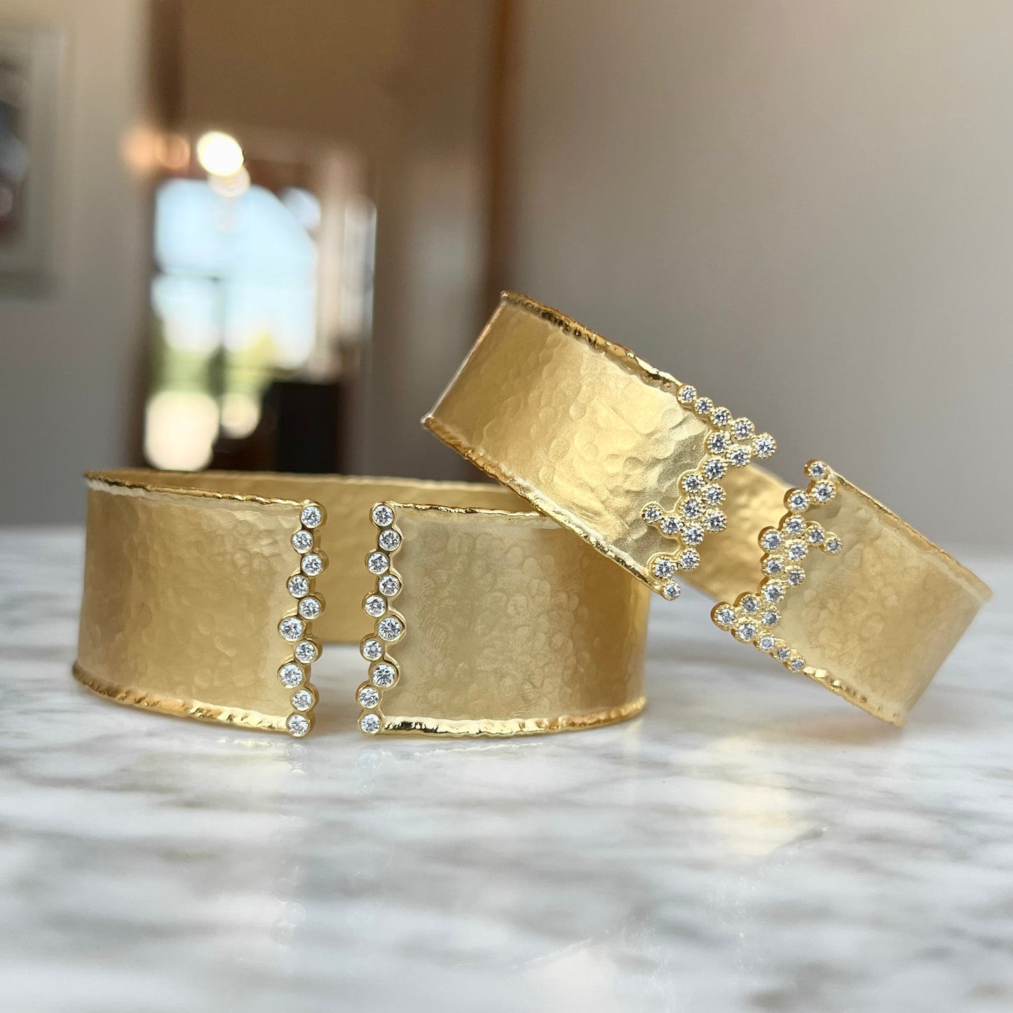Matte Hammered Diamond Cuff Bracelet 44/100CTW