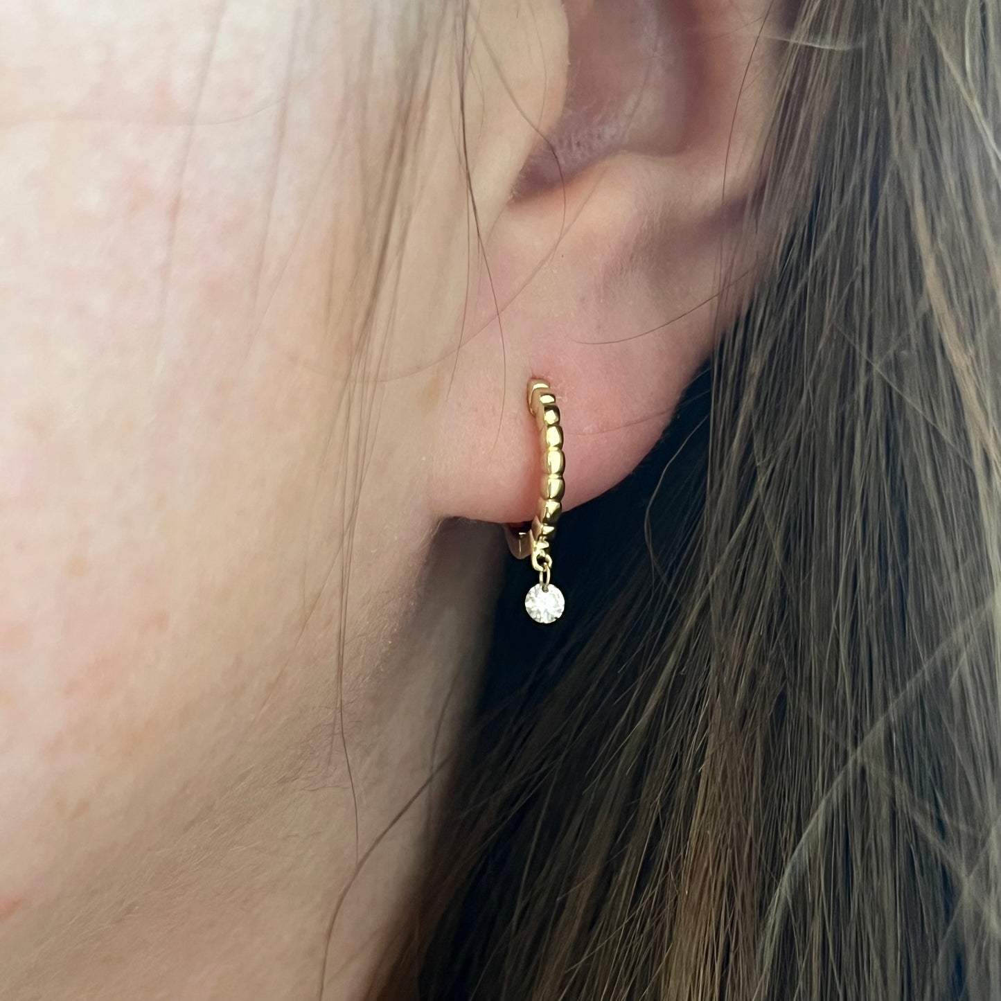 14K Yellow Gold Textured Floating Diamond Earrings 16/100CT