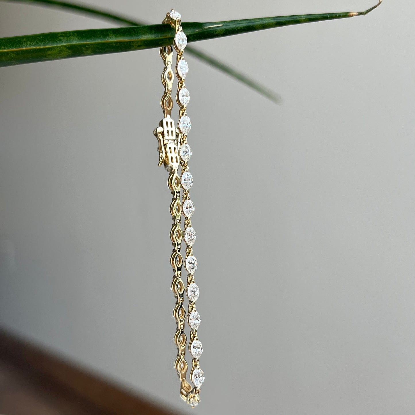 14K Yellow Gold Single Prong Marquise Bracelet 3.10CTW