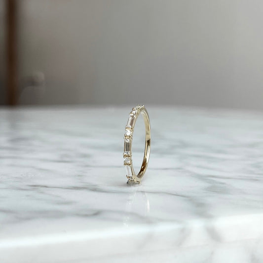 Natural Straight Baguette and Round Diamond Band 1/3CTW