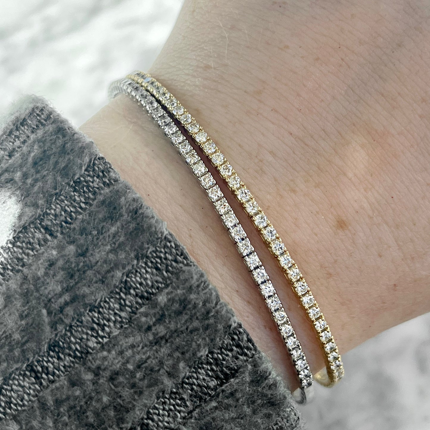 Flexible Diamond 4-Prong Bangle Bracelet 1.00CTW