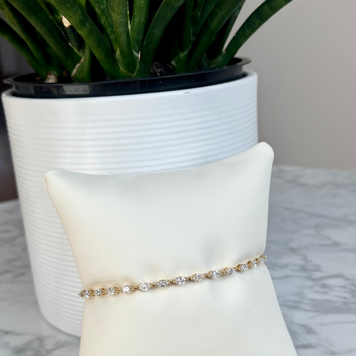 14K Yellow Gold Single Prong Marquise Bracelet 3.10CTW