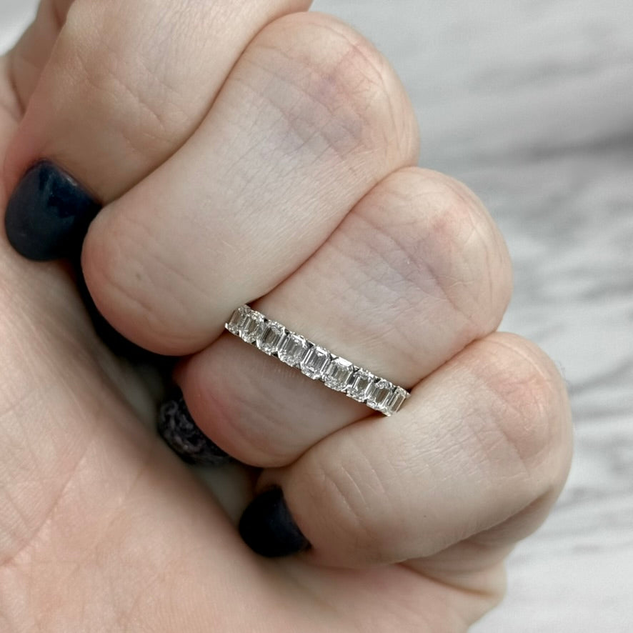 Platinum Emerald Cut Diamond Stackable Band 90/100CTW