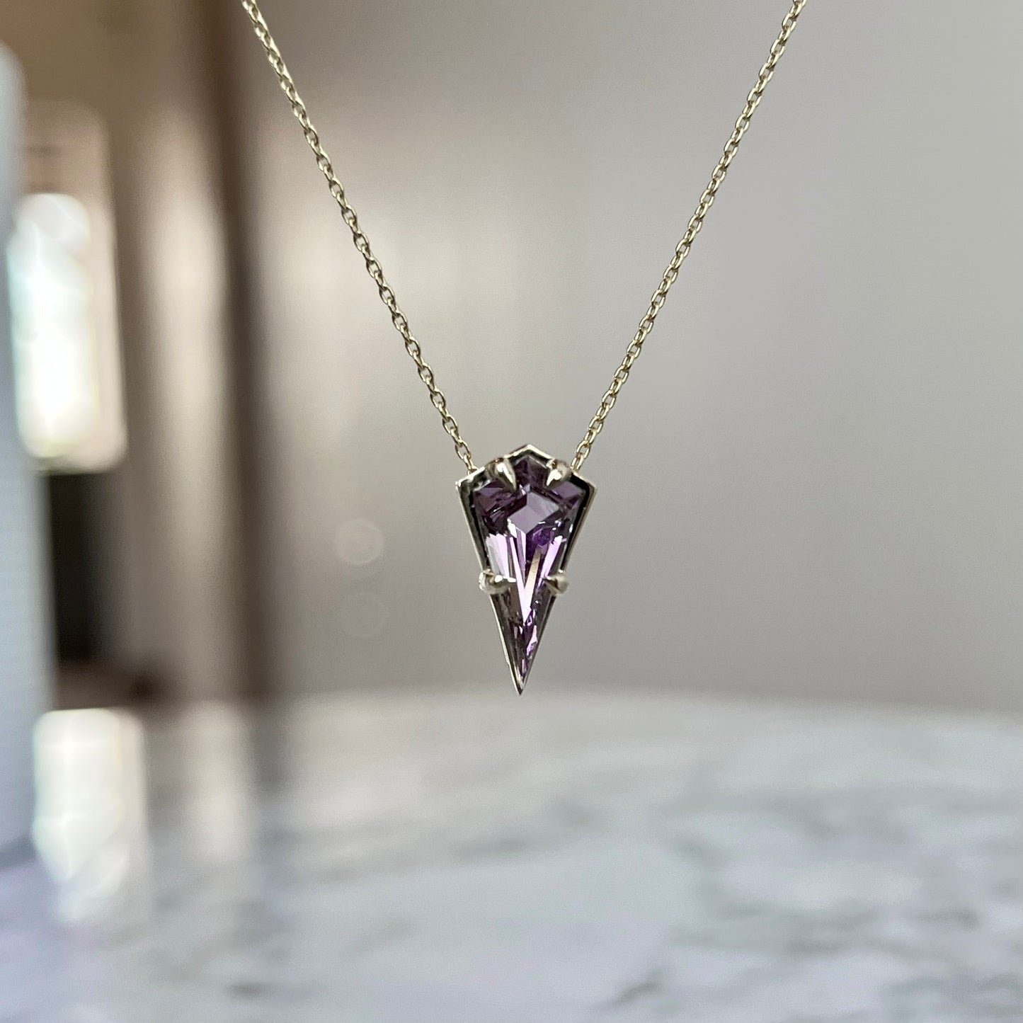 14K Yellow Gold Kite Shape Spinel Necklace
