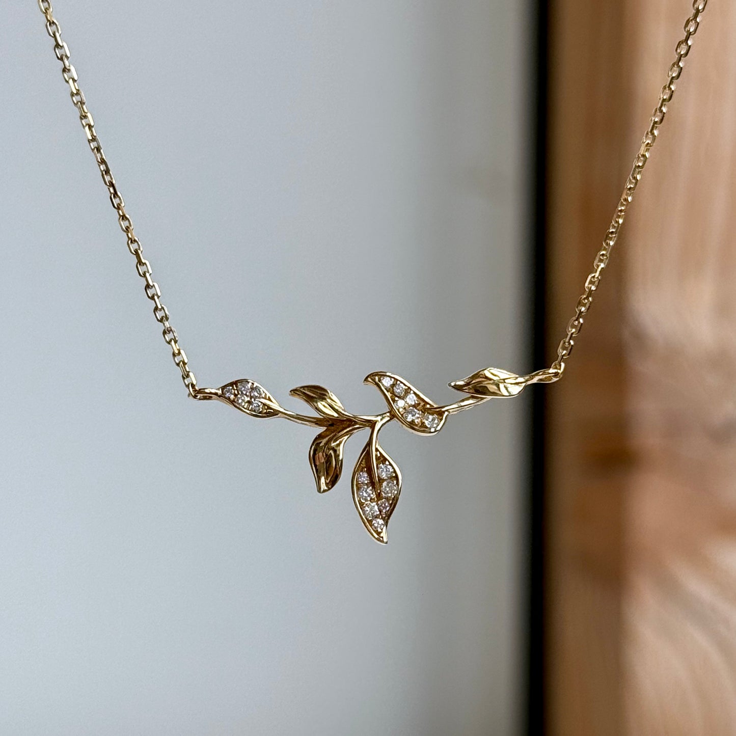 14K Yellow Gold Diamond Vine Necklace