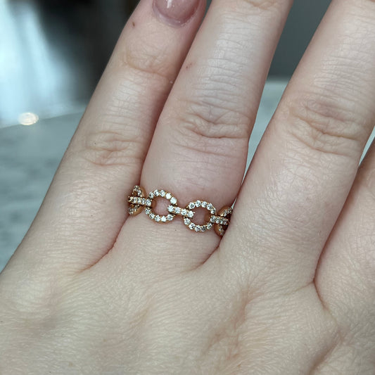 18K Rose Gold "Movable" Link Diamond Ring