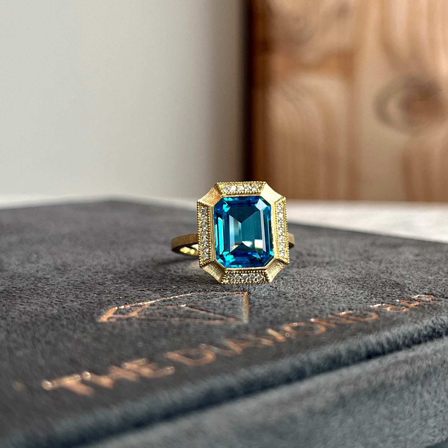 14K Yellow Gold Diamond and Topaz Ring