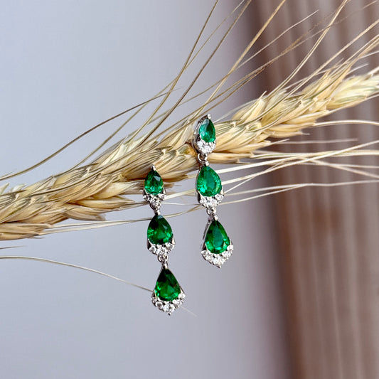 14K White Gold and Diamond Dangle Earrings