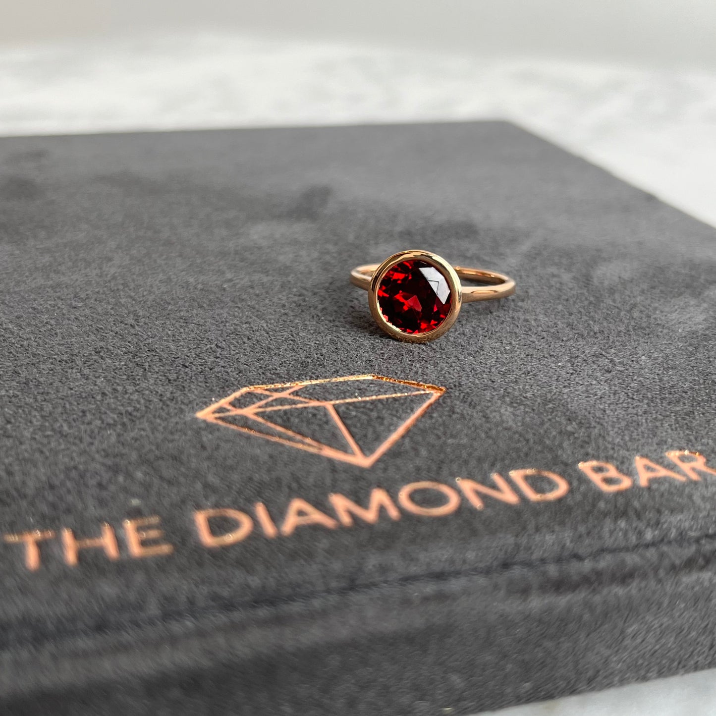 14K Rose Gold Bezel Set Garnet Ring 2.35CT