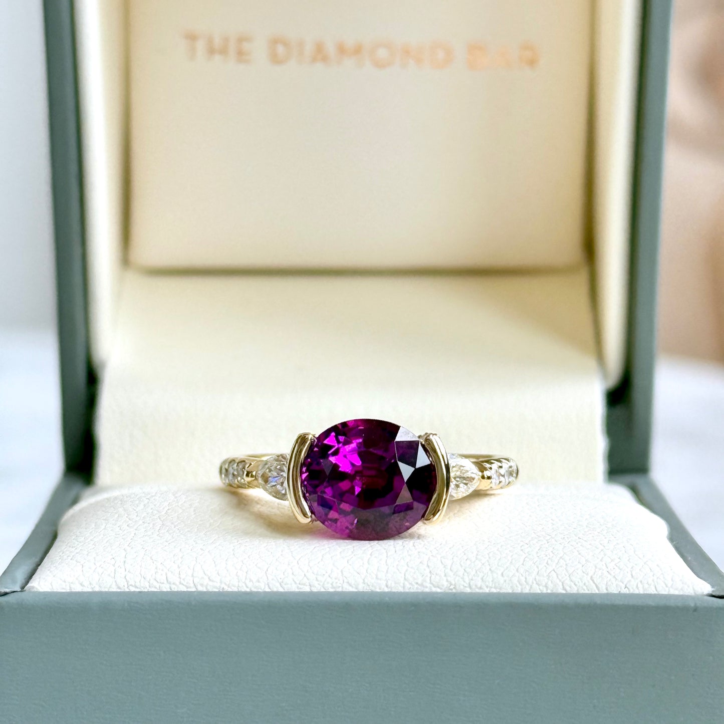 14K Yellow Gold Garnet and Diamond Ring