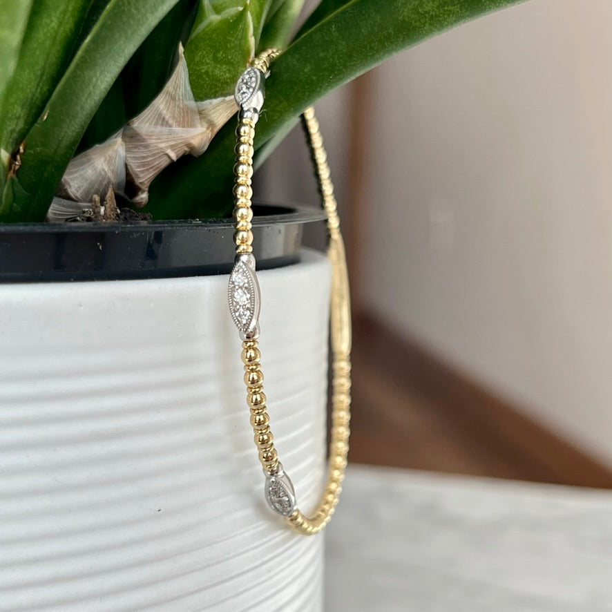 14K Two-Tone Diamond Flex Bangle Bracelet