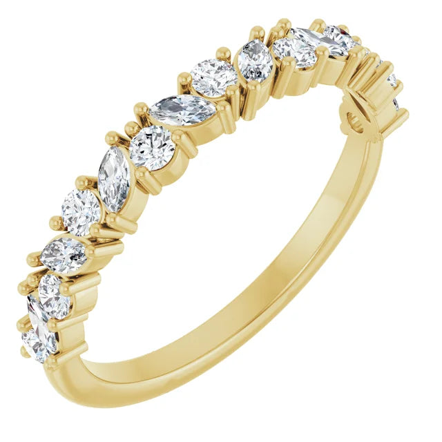 Marquise and Round Diamond Band 1/2CTW