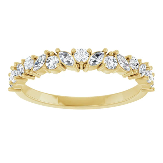 Marquise and Round Diamond Band 1/2CTW