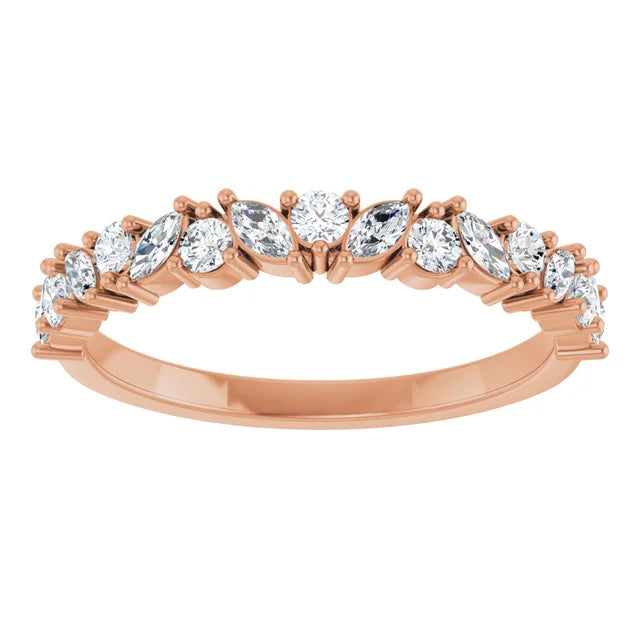 Marquise and Round Diamond Band 1/2CTW