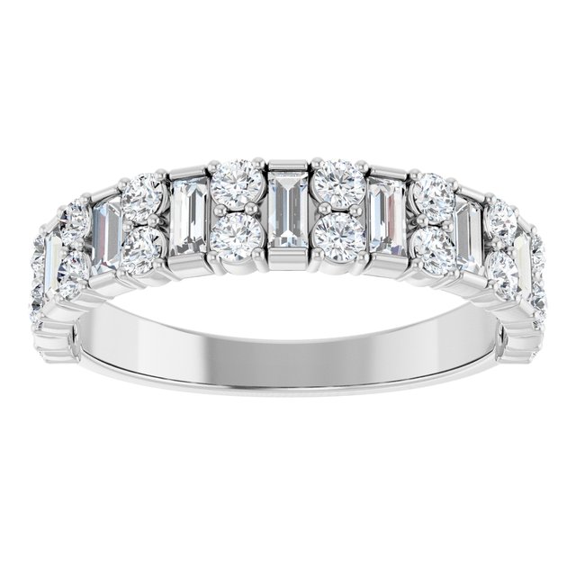 Baguette and Round Alternating Diamond Band 9/100CTW