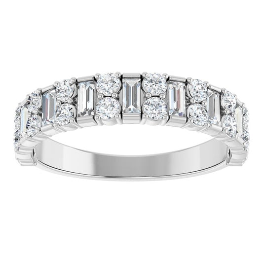 Baguette and Round Alternating Diamond Band 9/100CTW