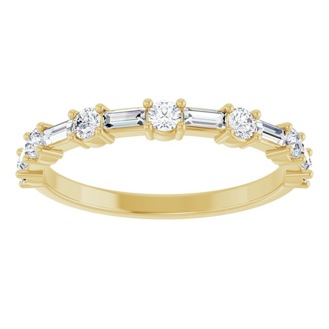Baguette and Round Diamond Prong Set Anniversary Band 1/2CTW