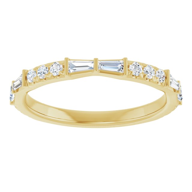 14K Baguette and Round Diamond Stackable Wedding Band