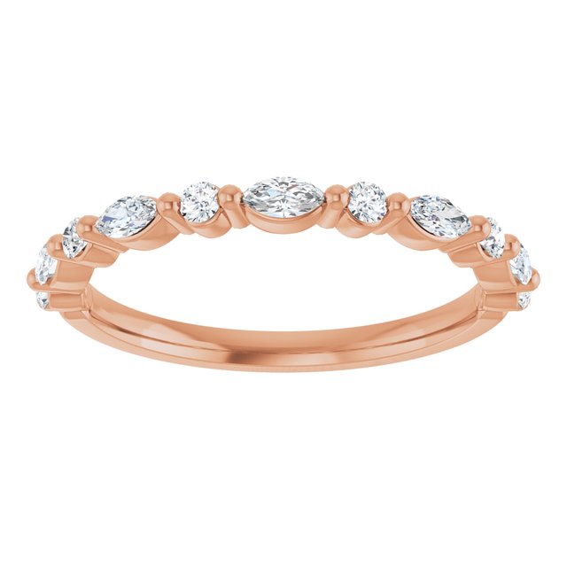 14K Gold Marquise and Diamond Stackable Wedding Band
