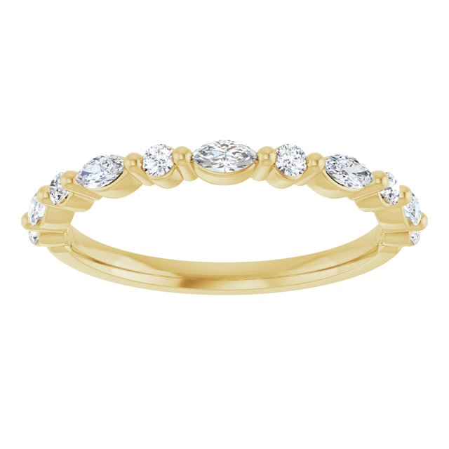 14K Gold Marquise and Diamond Stackable Wedding Band