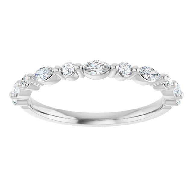 14K Gold Marquise and Diamond Stackable Wedding Band