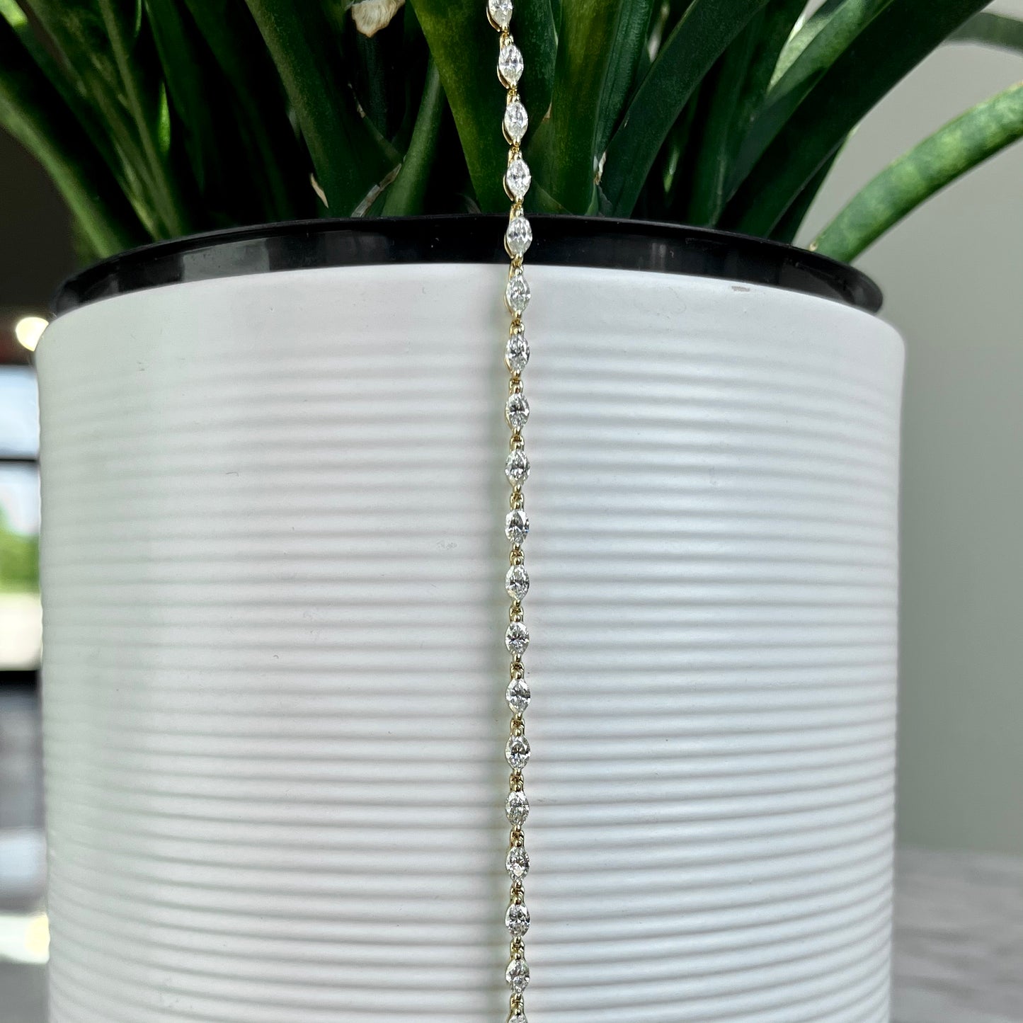 14K Yellow Gold Single Prong Marquise Bracelet 3.10CTW