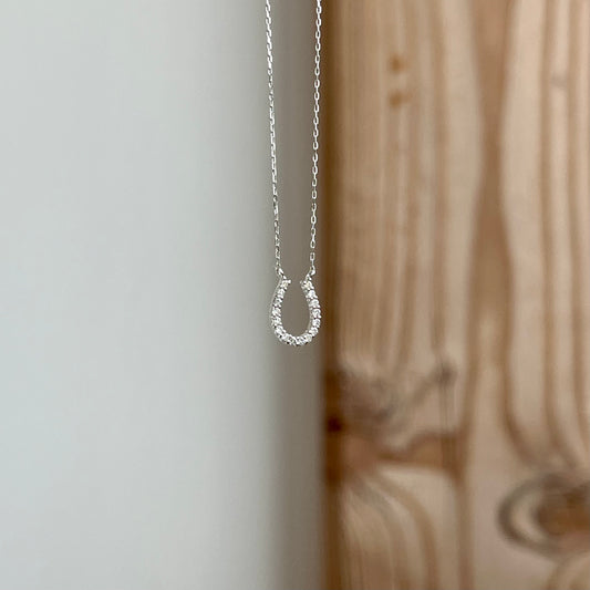 18K White Gold Diamond "Horseshoe" Necklace