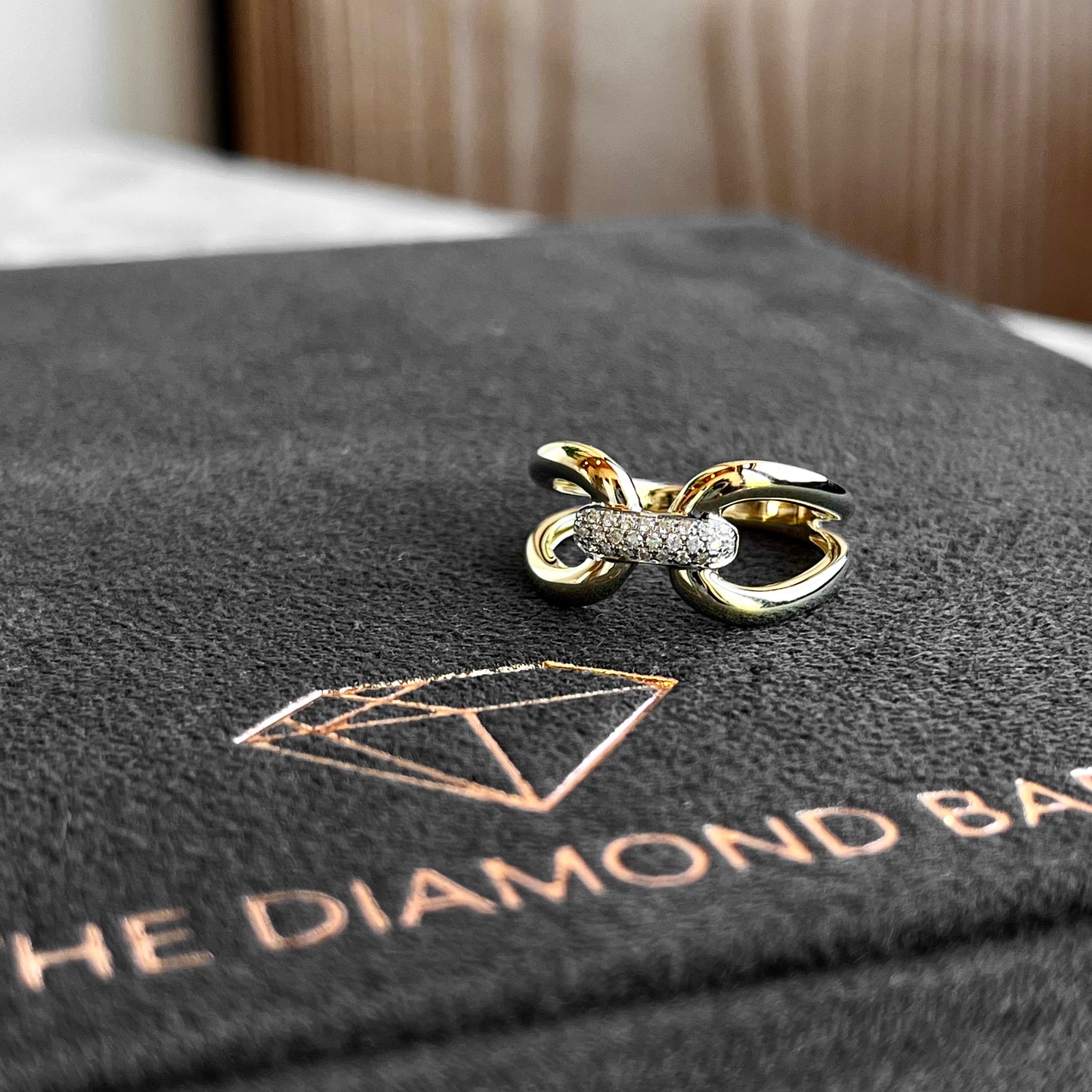 14K Yellow Gold Diamond Pave Single Link Ring