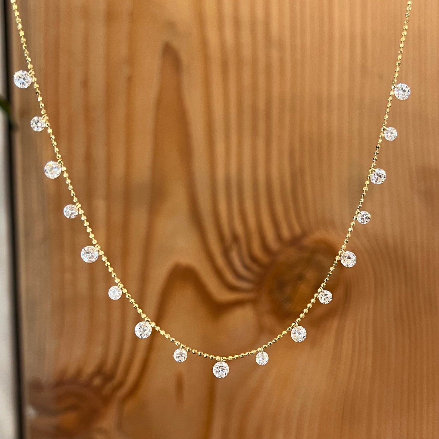 14K Yellow Gold Floating Diamond Necklace 1.99CTW