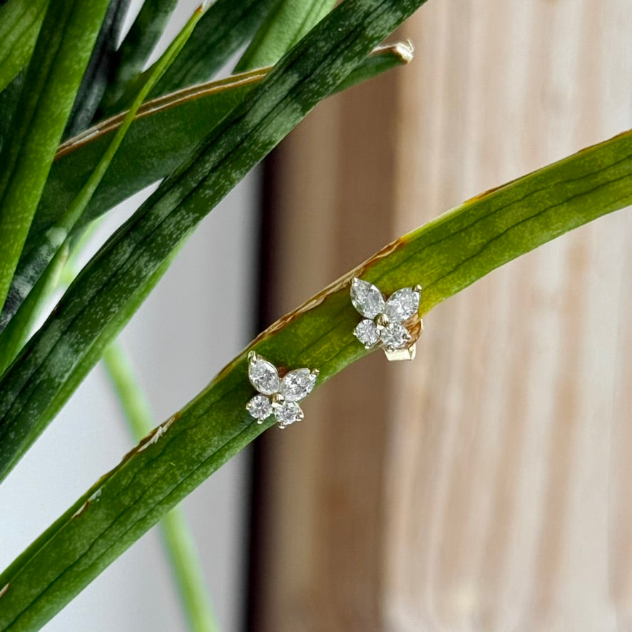 14K Yellow Gold Diamond "Butterfly" Earrings