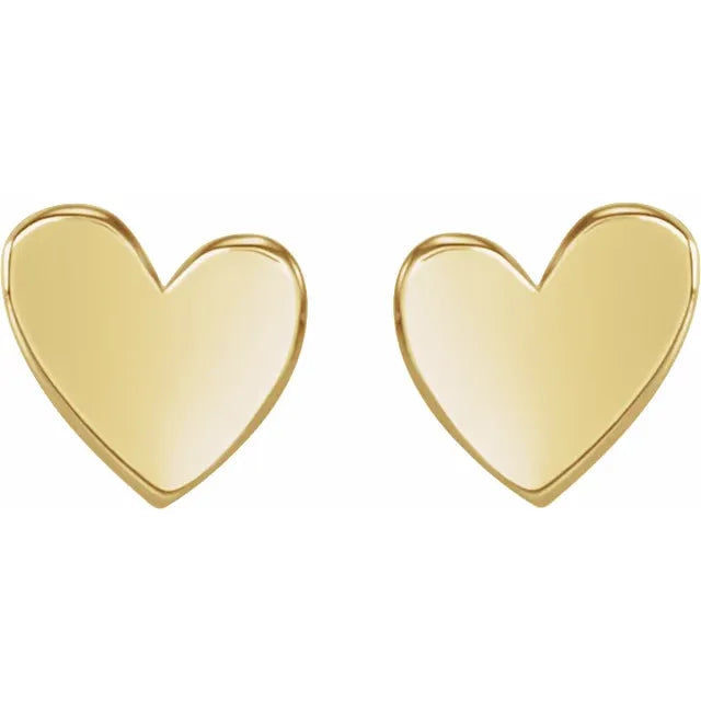 14K Asymmetrical Heart Stud Earrings