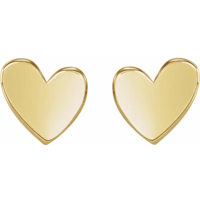 14K Asymmetrical Heart Stud Earrings