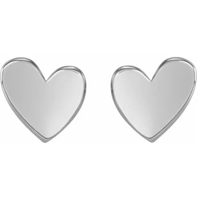 14K Asymmetrical Heart Stud Earrings