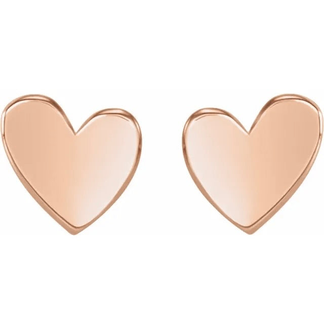 14K Asymmetrical Heart Stud Earrings