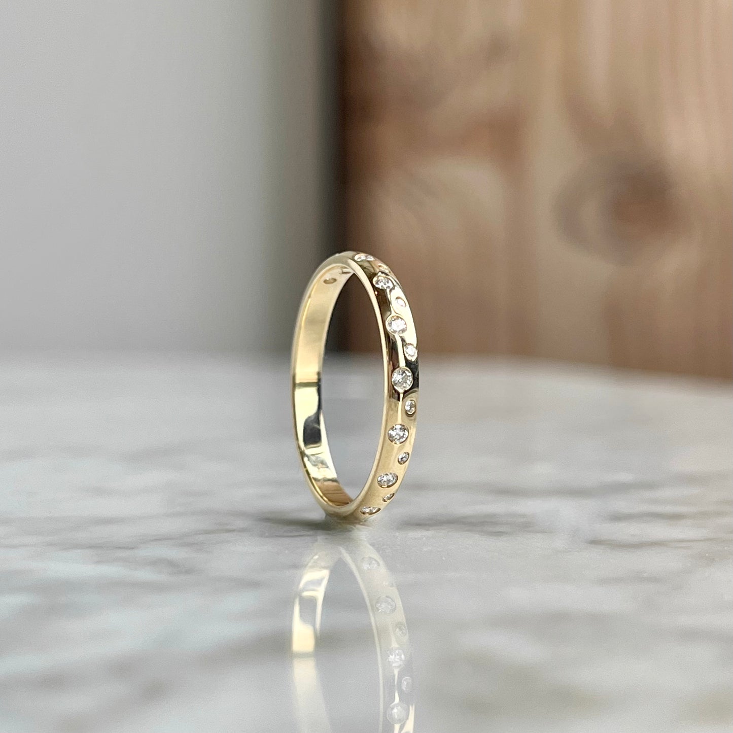 Burnished Diamond Stackable Wedding Band 1/6CTW