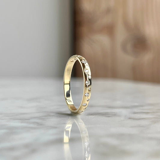 Burnished Diamond Stackable Wedding Band 1/6CTW