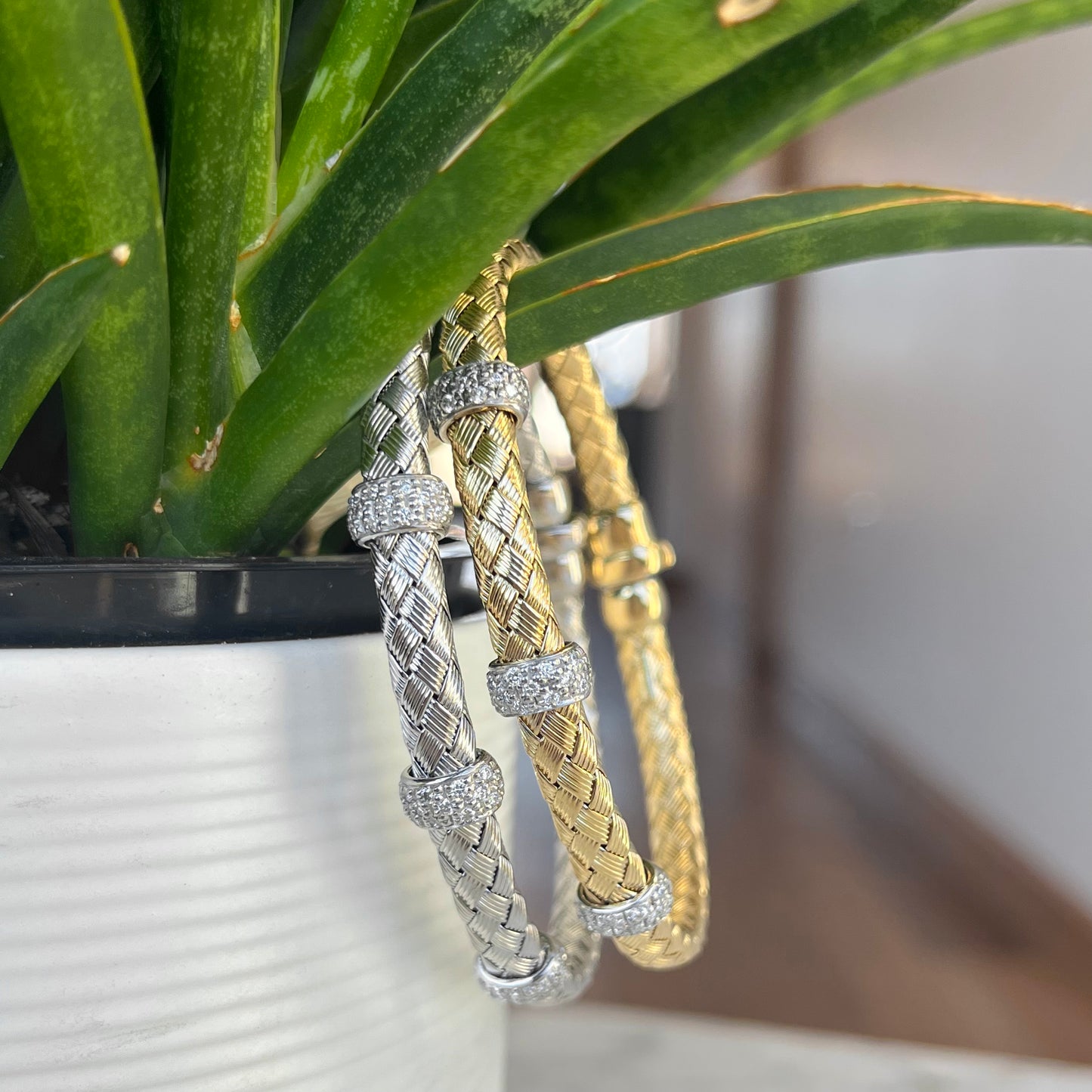 14K Braided Pave Diamond Bracelet 39/100CTW