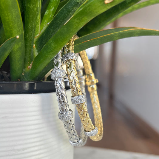 14K Braided Pave Diamond Bracelet 39/100CTW
