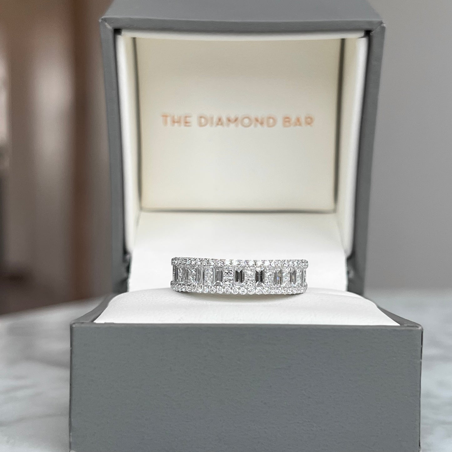 14K White Gold Bagutte Anniversary Ring