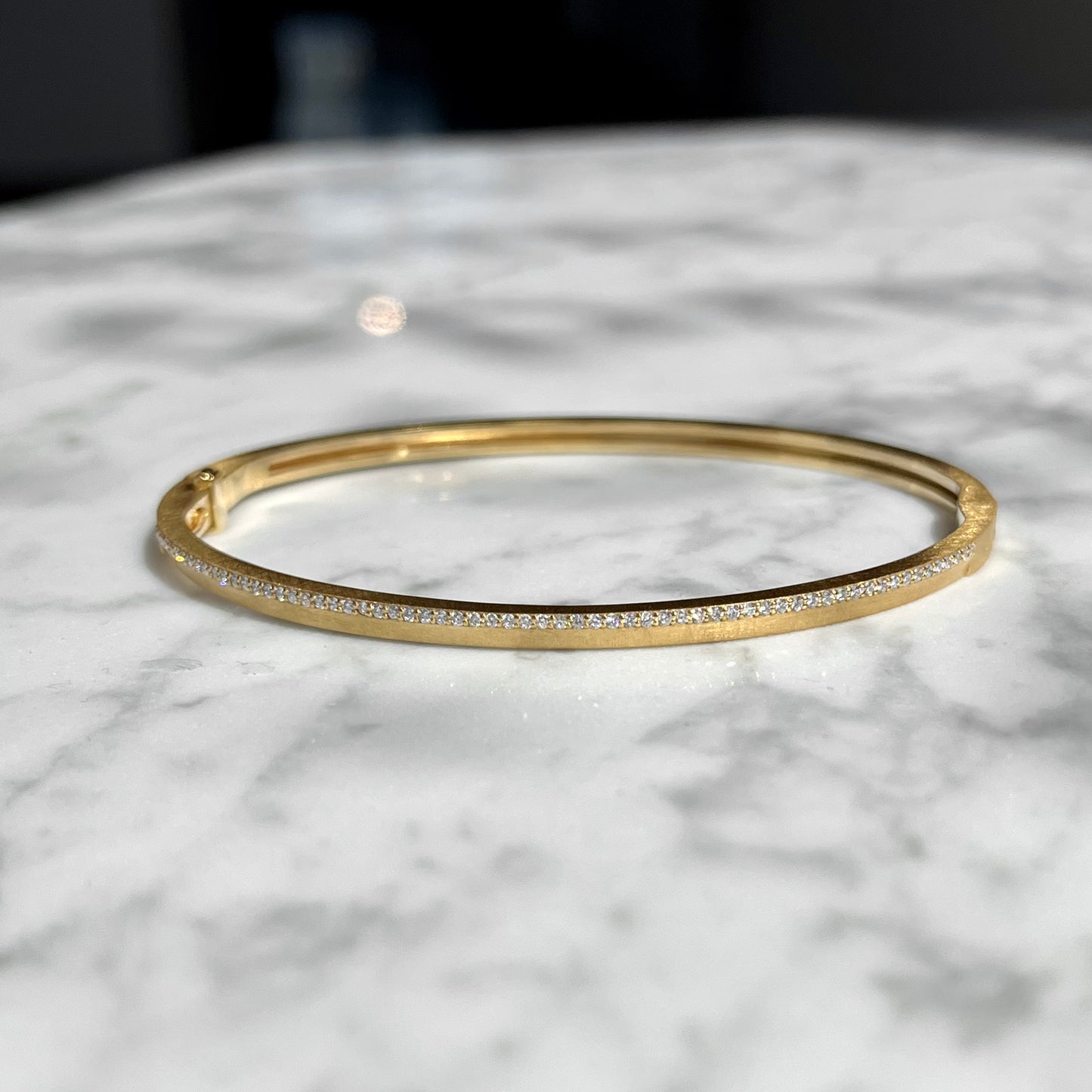 14K Yellow Gold Asymmetrical Diamond Bangle Bracelet