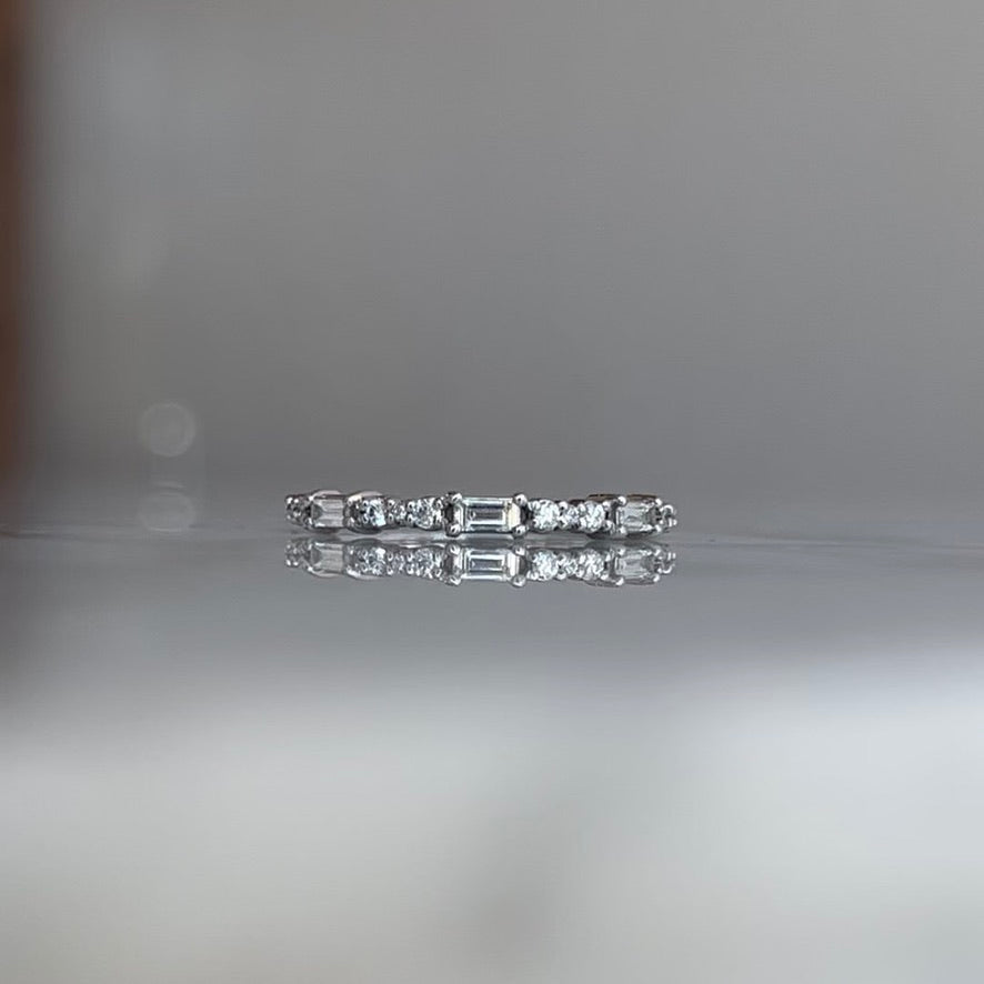 Baguette and Diamond Stackable Wedding Band 1/4CTW