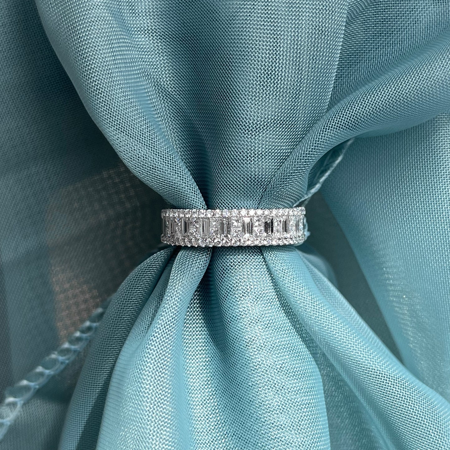 14K White Gold Bagutte Anniversary Ring