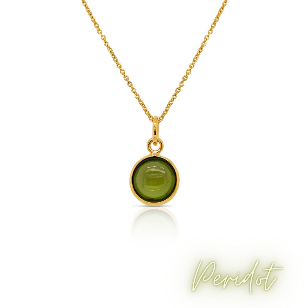 14K Yellow gold Double Cabochon Birthstone Bezel Necklace